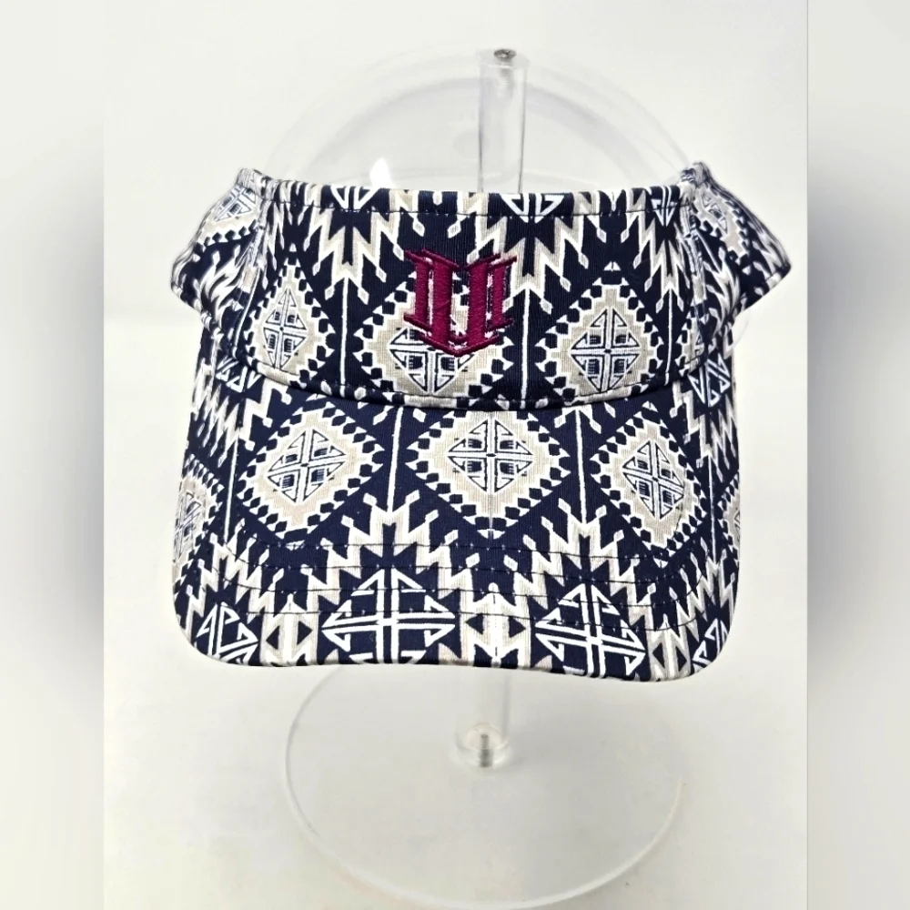 ELEVEN VENUS WILLIAMS ADJUSTABLE VISOR HAT BLUE KHAKI GEOMETRIC PRINT WOMEN OS